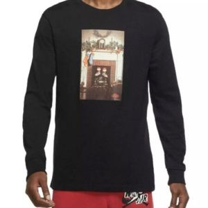 Nike Jordan 1 One Jumpman Chimney Christmas Men's Long Sleeve Shirt Black 3XL